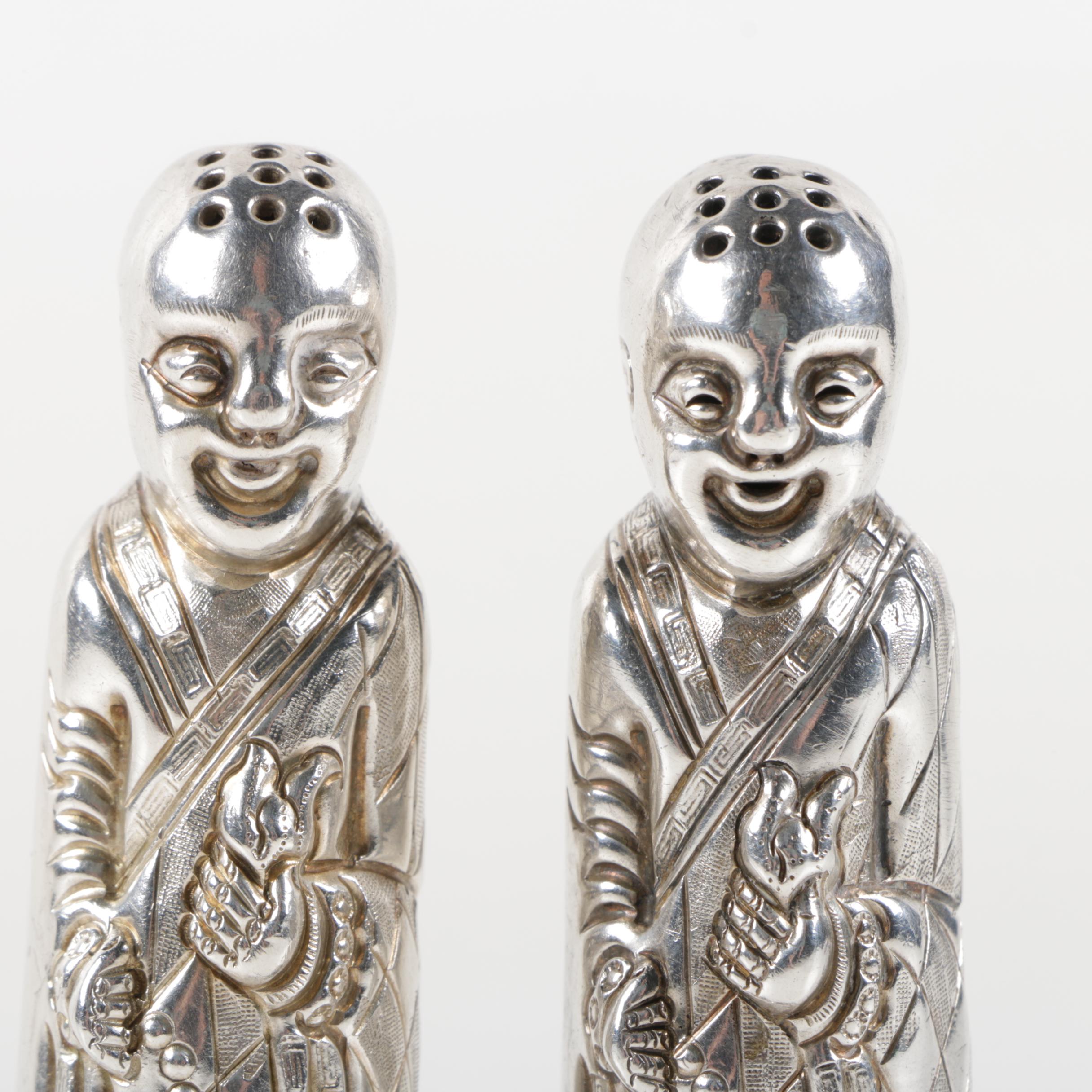 Sterling Monk Salt Shakers