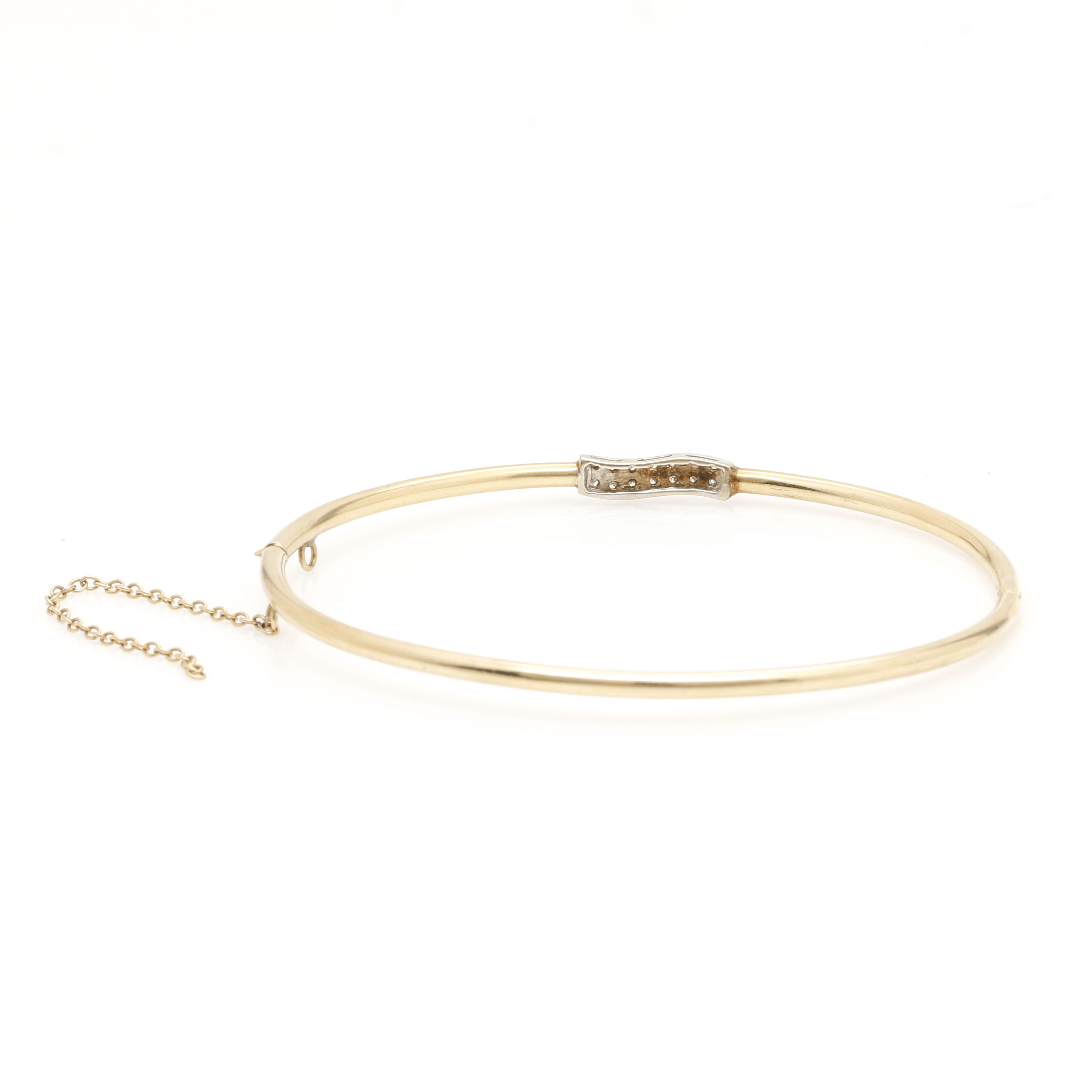 14K White and Yellow Gold Diamond Bangle Bracelet