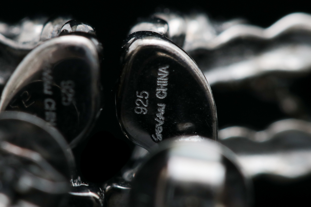 Black Rhodium Plated Sterling Silver and Black Crystal Half Hoop Earrings