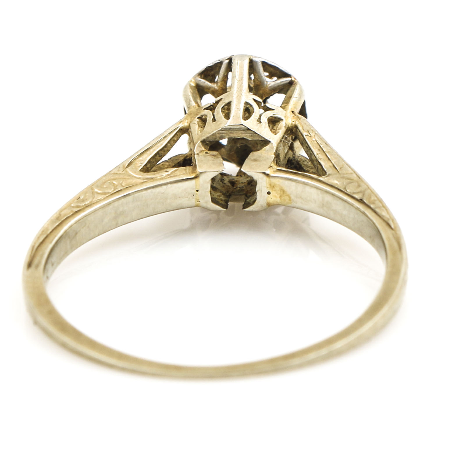 Vintage Edwardian 18K White Gold Daisy Ring Mount