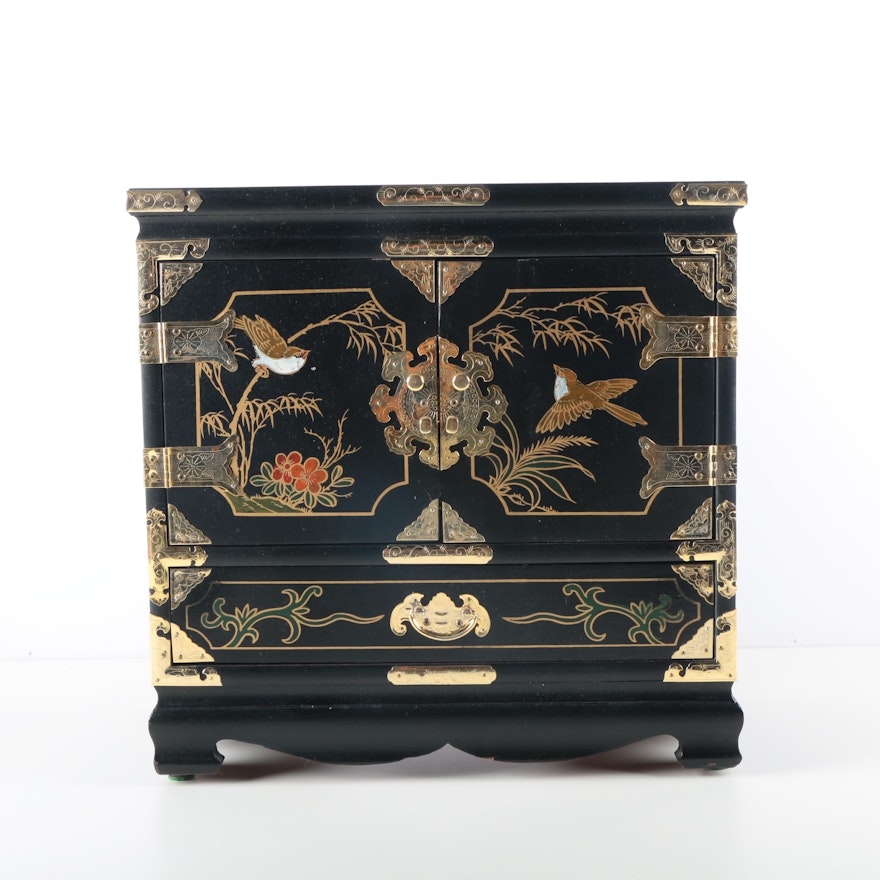 Black Chinoiserie Jewelry Chest