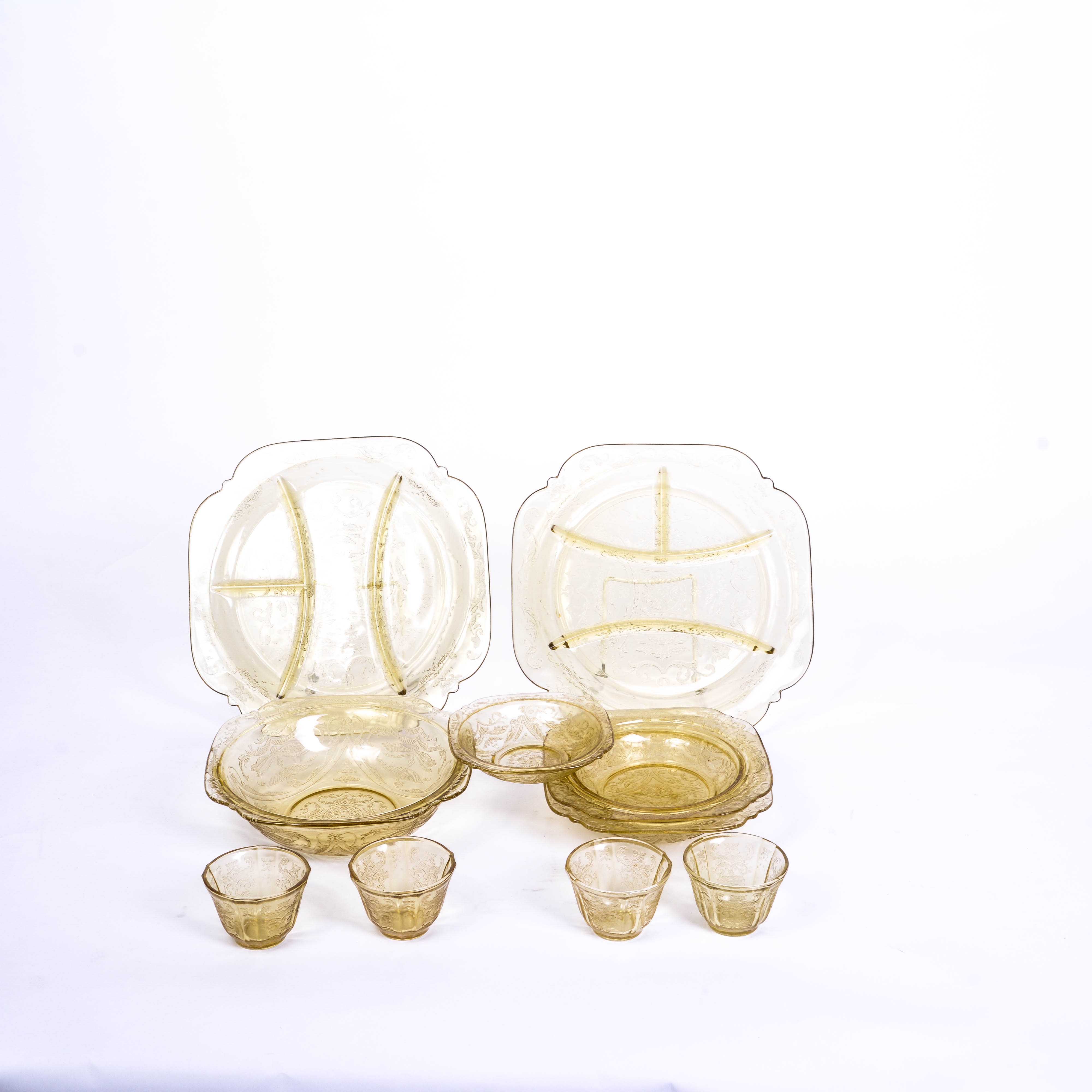 Collection of Federal Glass "Madrid Amber" Tableware