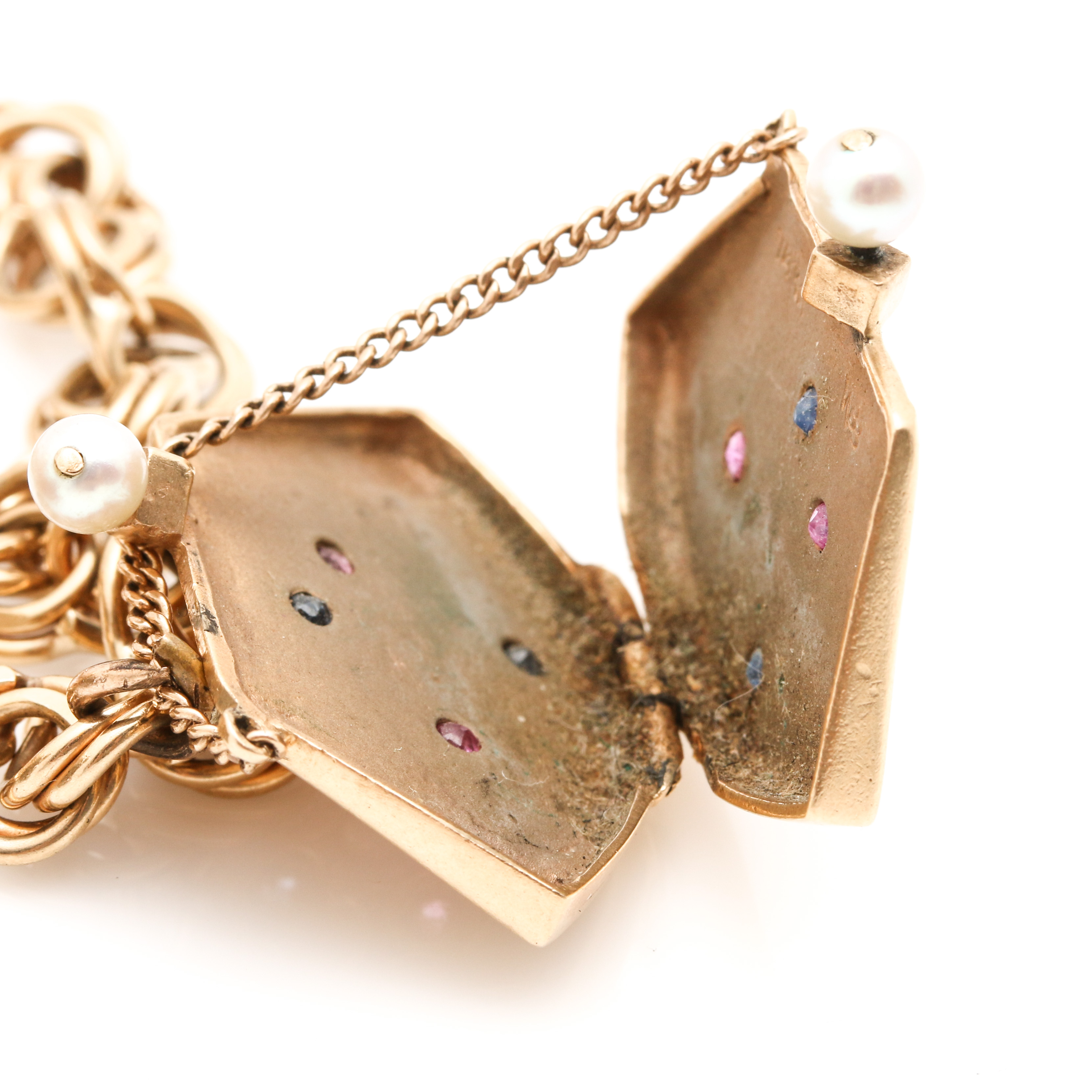 14K Yellow Gold Gemstone Charm Bracelet