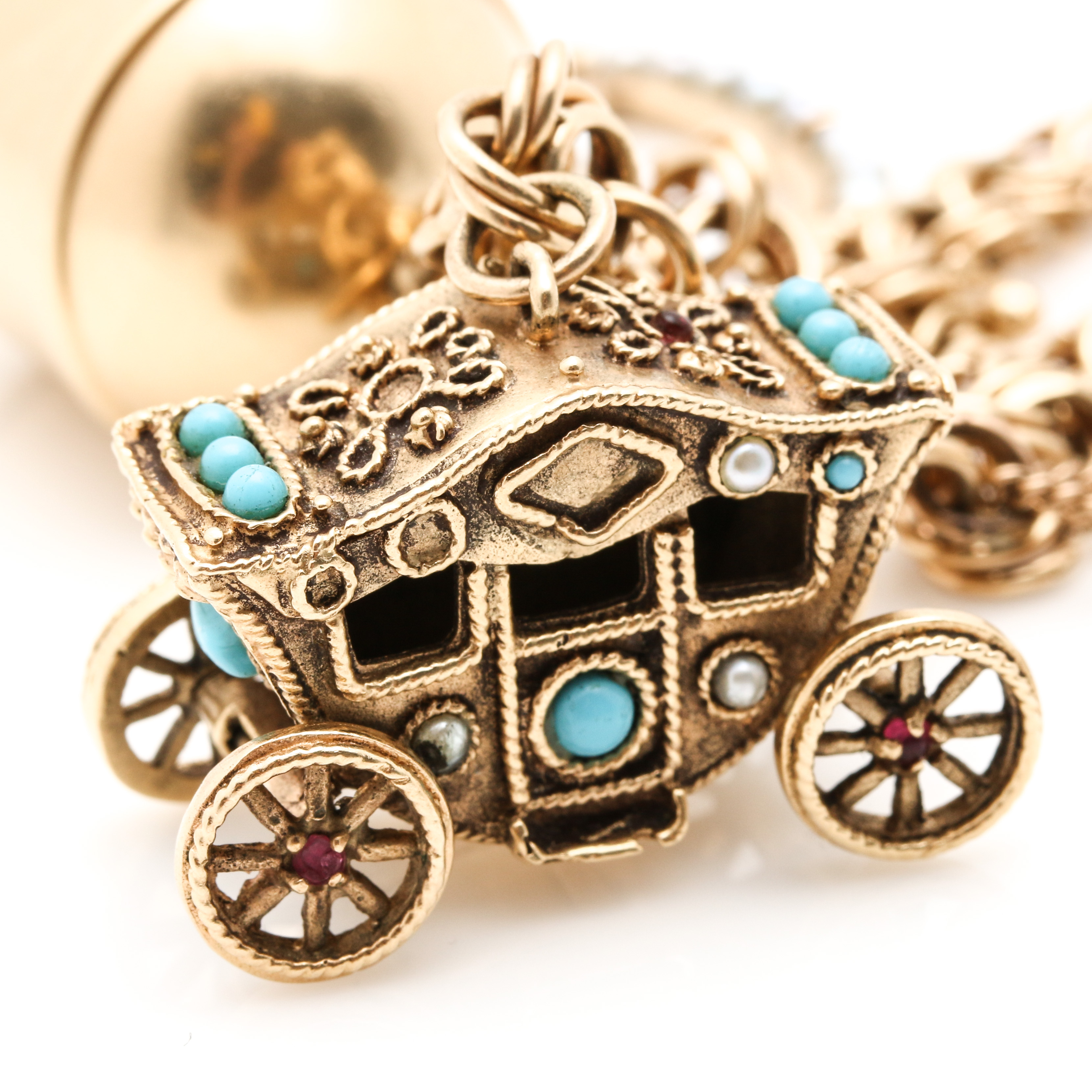 14K Yellow Gold Gemstone Charm Bracelet