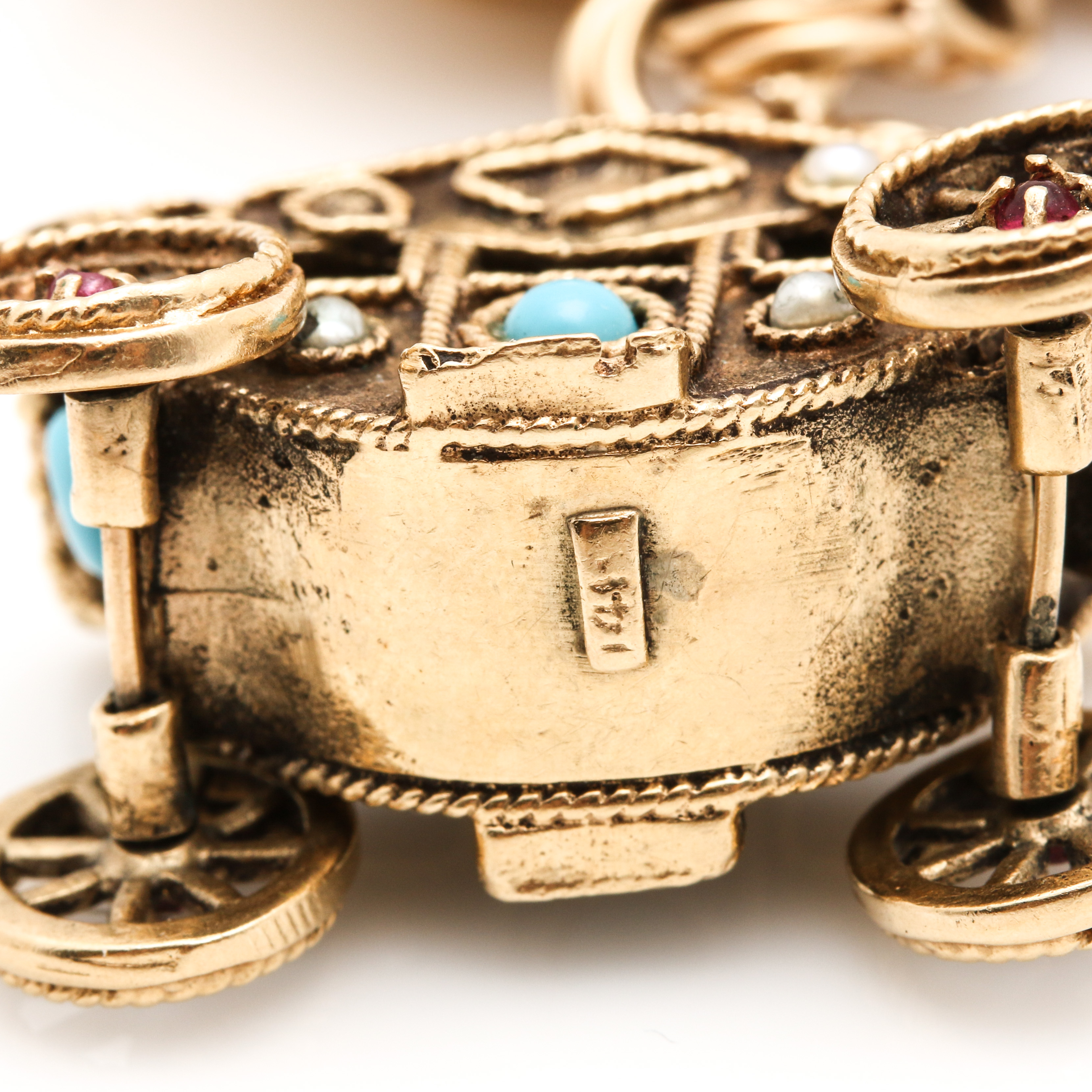 14K Yellow Gold Gemstone Charm Bracelet