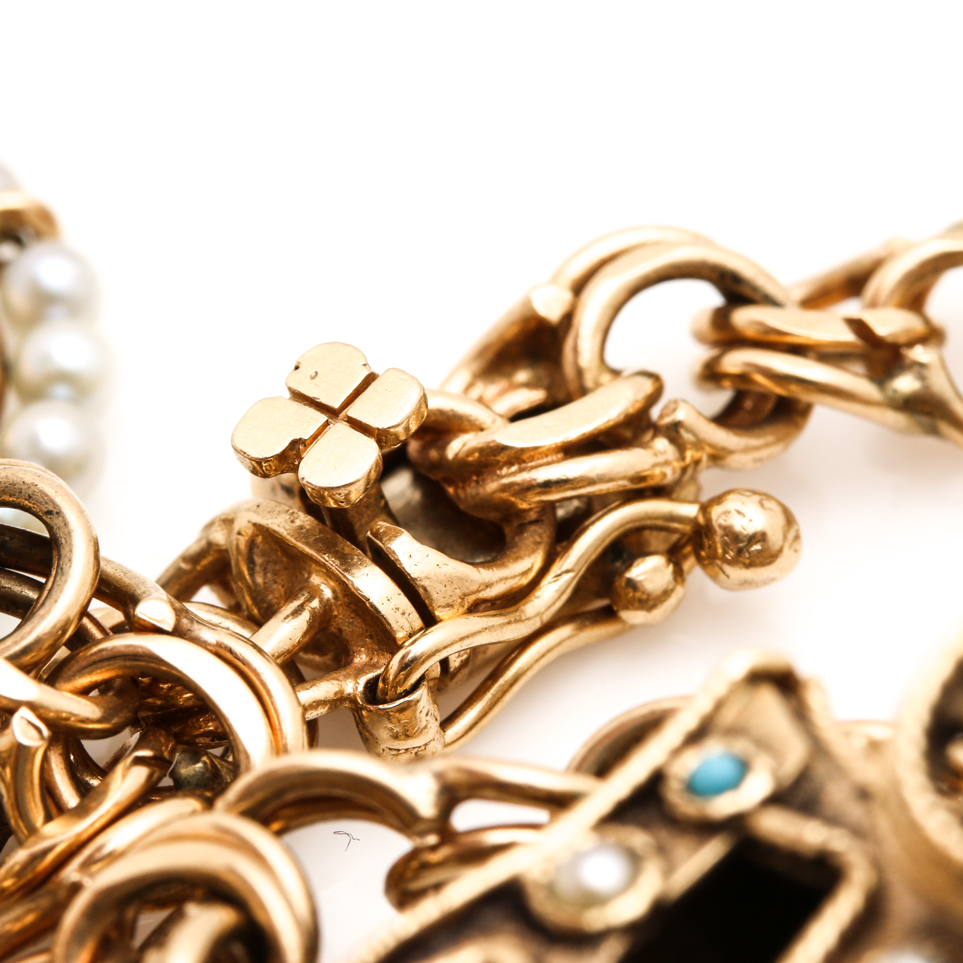 14K Yellow Gold Gemstone Charm Bracelet