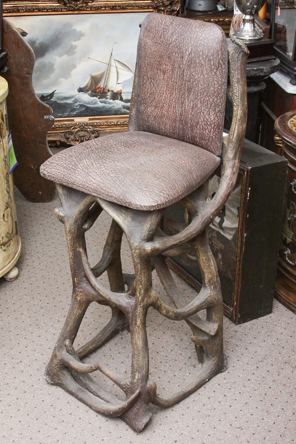 Pair of Antler Motif Bar Stools