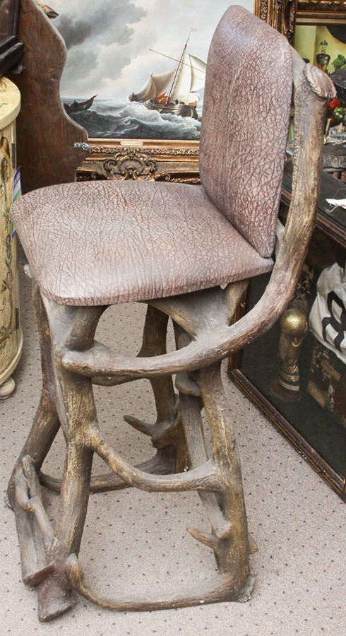 Pair of Antler Motif Bar Stools