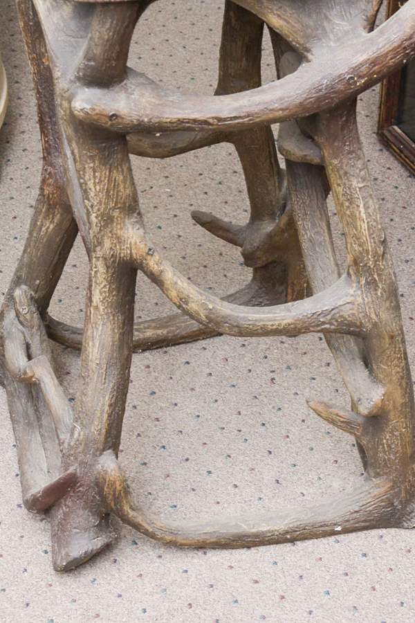 Pair of Antler Motif Bar Stools