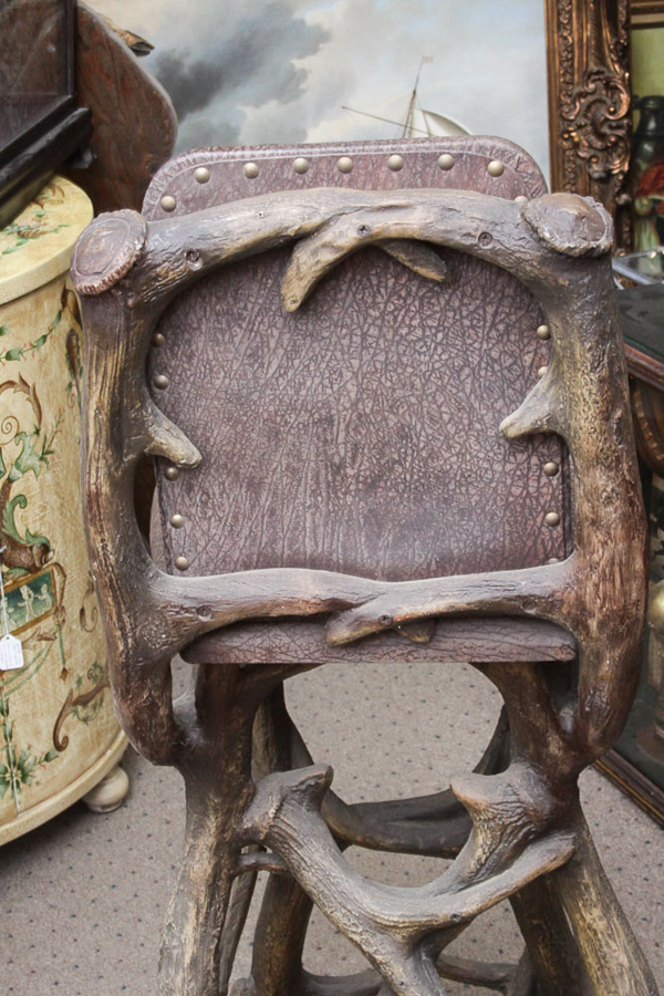 Pair of Antler Motif Bar Stools