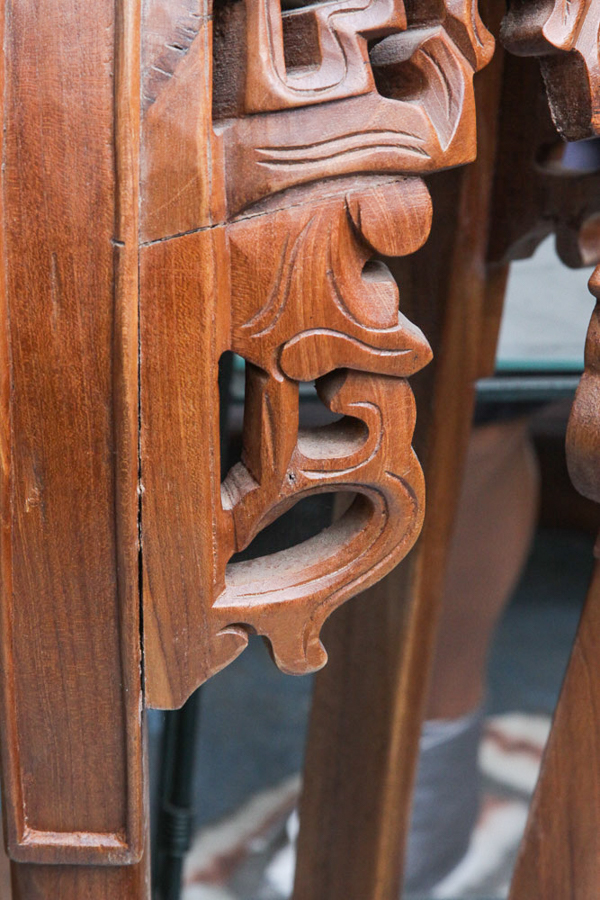 Chinese Inspired Carved Wood Plant Stand