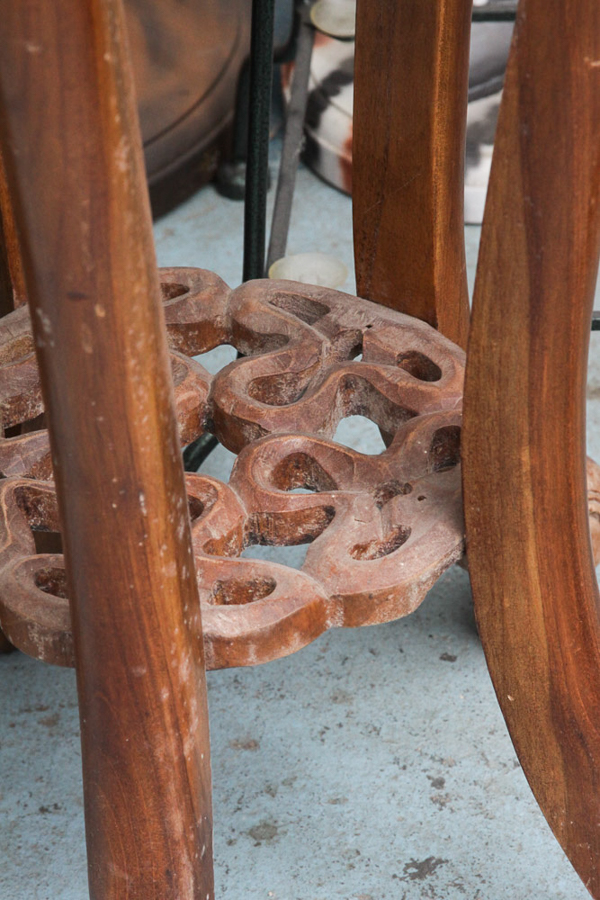 Chinese Inspired Carved Wood Plant Stand