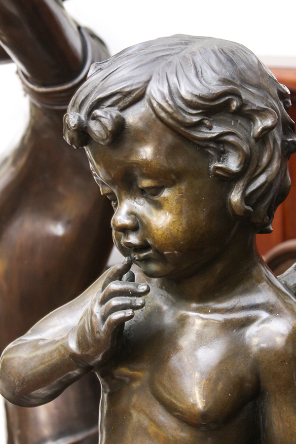 Bronze Cupid Sculpture on Marble Base