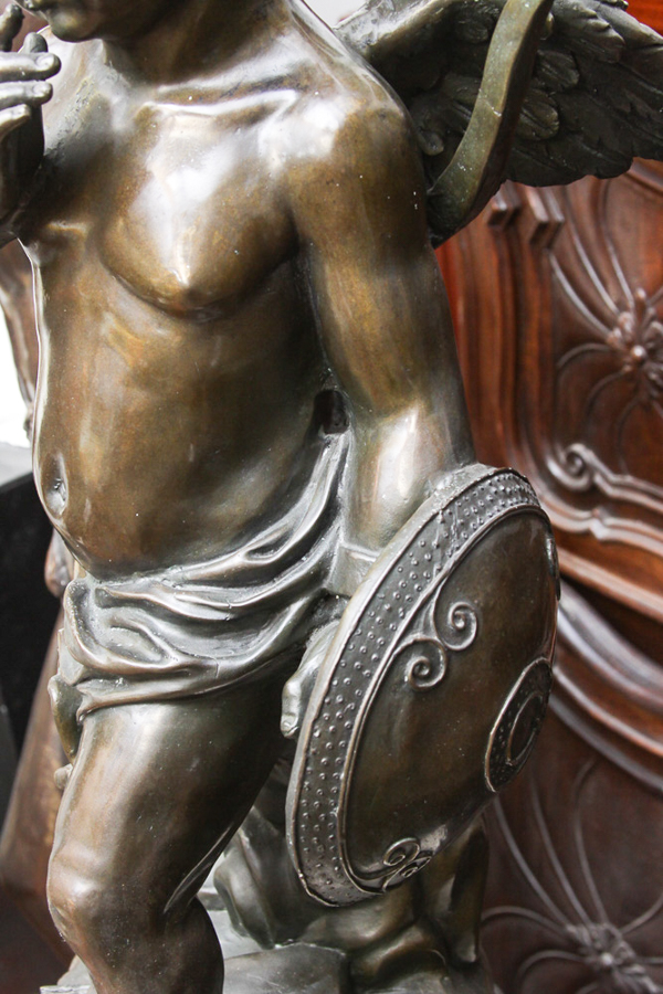 Bronze Cupid Sculpture on Marble Base