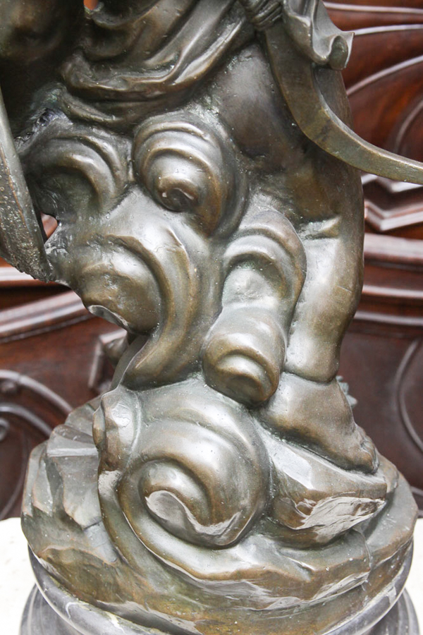 Bronze Cupid Sculpture on Marble Base