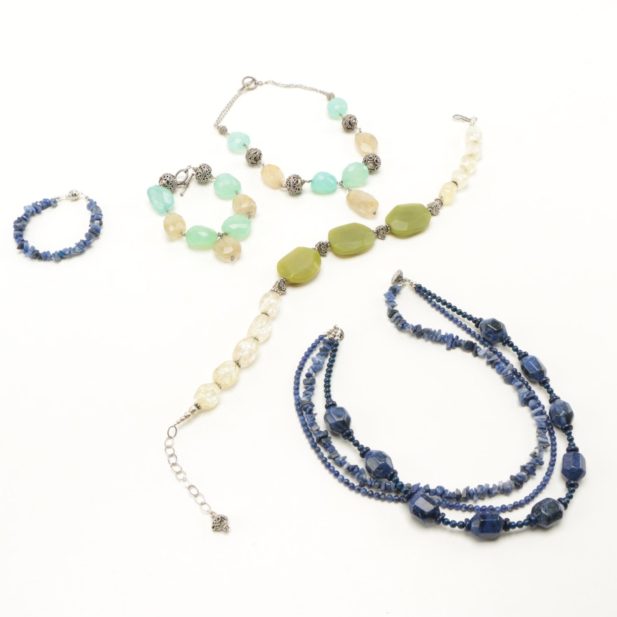 Sterling Silver and Chunky Gemstone Bead Necklaces and Bracelets