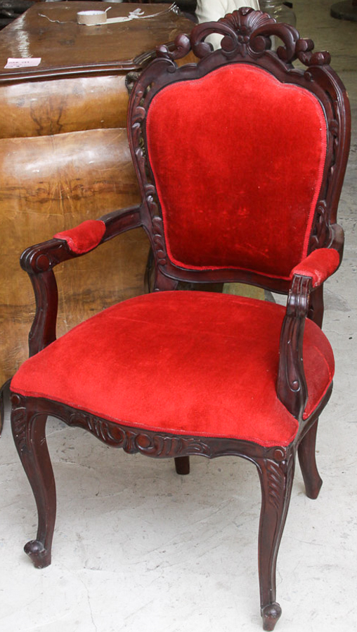 European Red Upholstered Chair