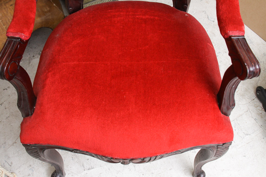 European Red Upholstered Chair