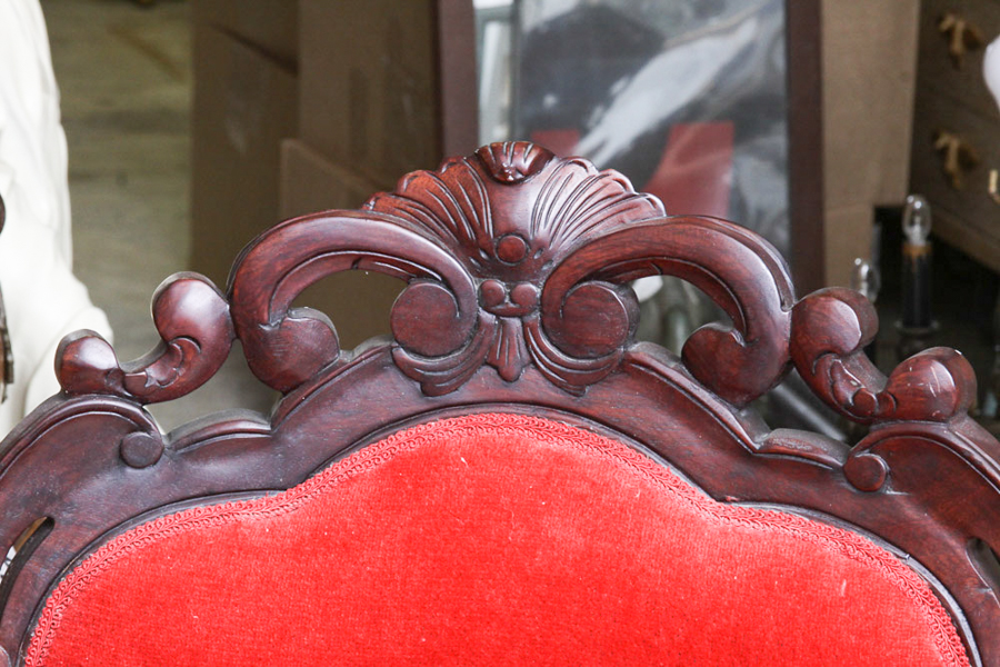 European Red Upholstered Chair