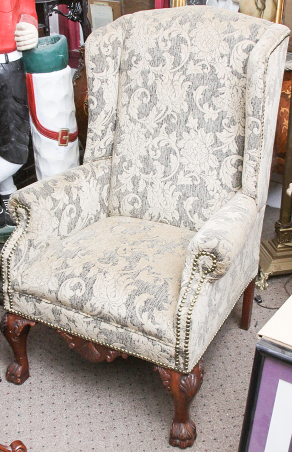 Pair of Queen Anne Style Wingback Armchairs