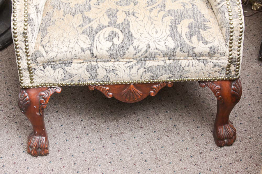 Pair of Queen Anne Style Wingback Armchairs