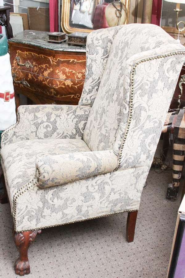 Pair of Queen Anne Style Wingback Armchairs