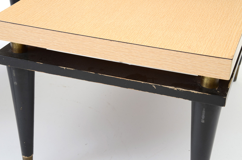 Mid Century Modern Bleached Oak Grain Laminated End Tables