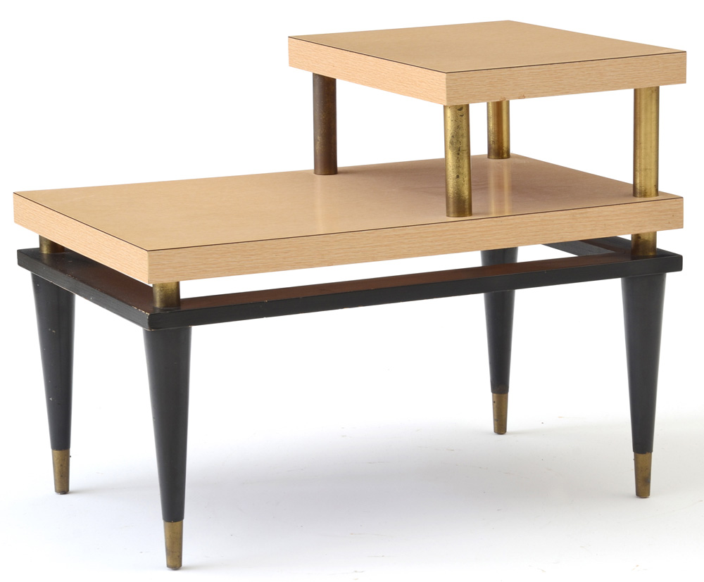 Mid Century Modern Bleached Oak Grain Laminated End Tables