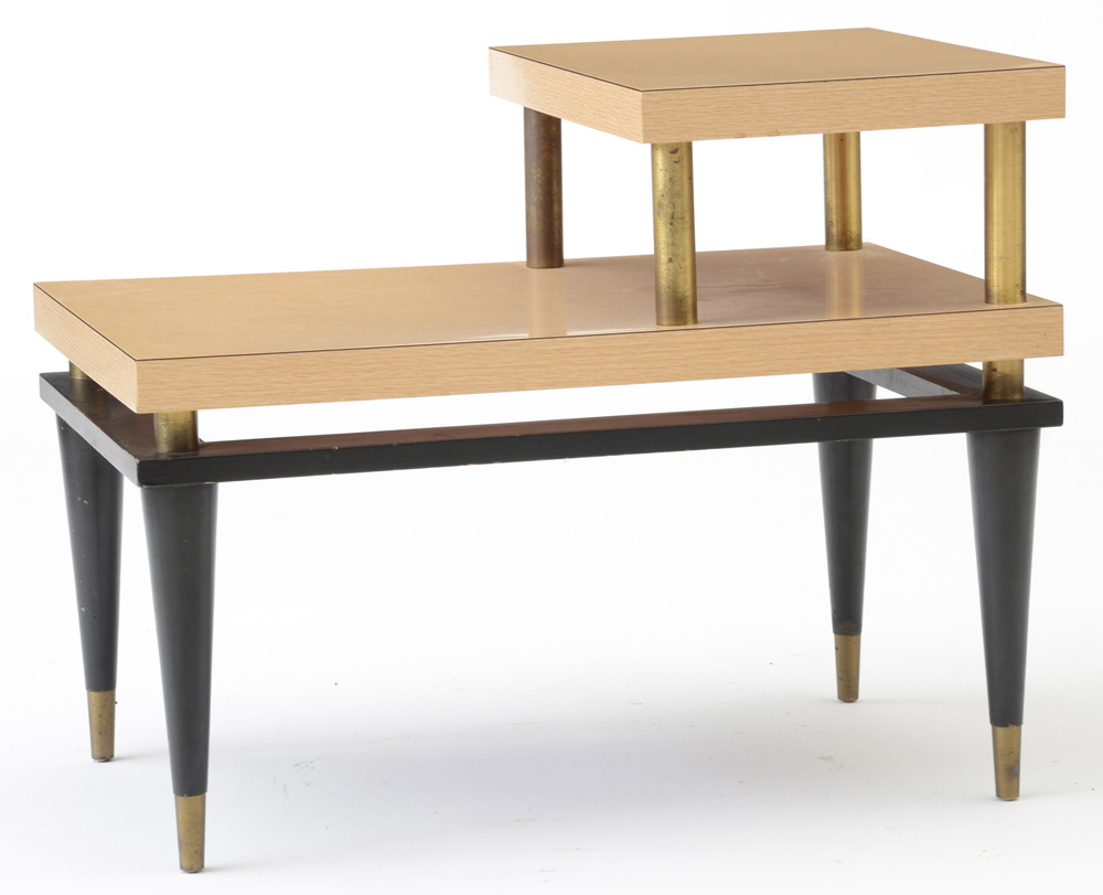 Mid Century Modern Bleached Oak Grain Laminated End Tables