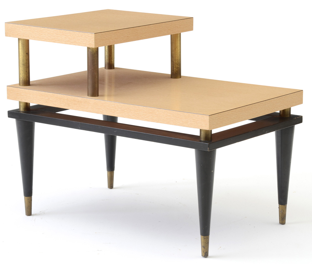 Mid Century Modern Bleached Oak Grain Laminated End Tables