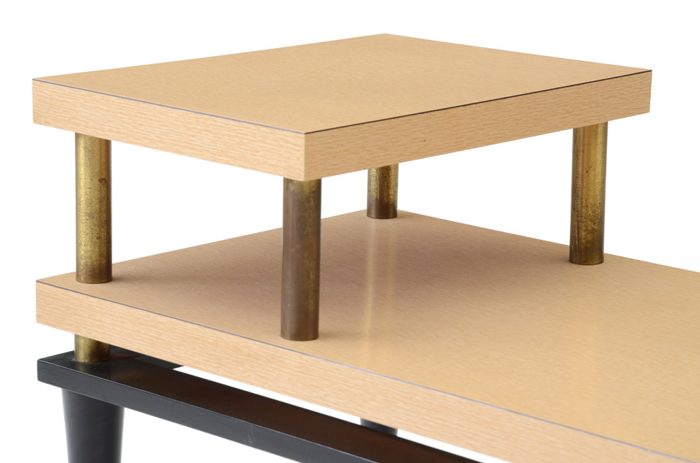 Mid Century Modern Bleached Oak Grain Laminated End Tables