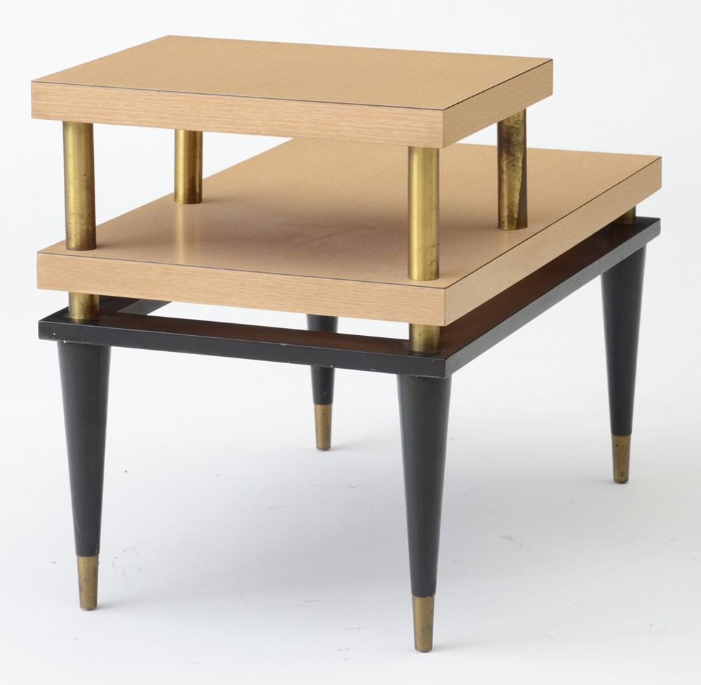 Mid Century Modern Bleached Oak Grain Laminated End Tables