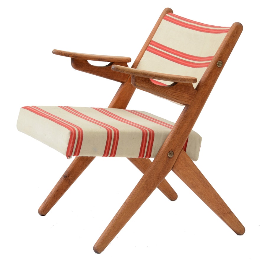 Danish Modern Scissor-Framed Arm Chair
