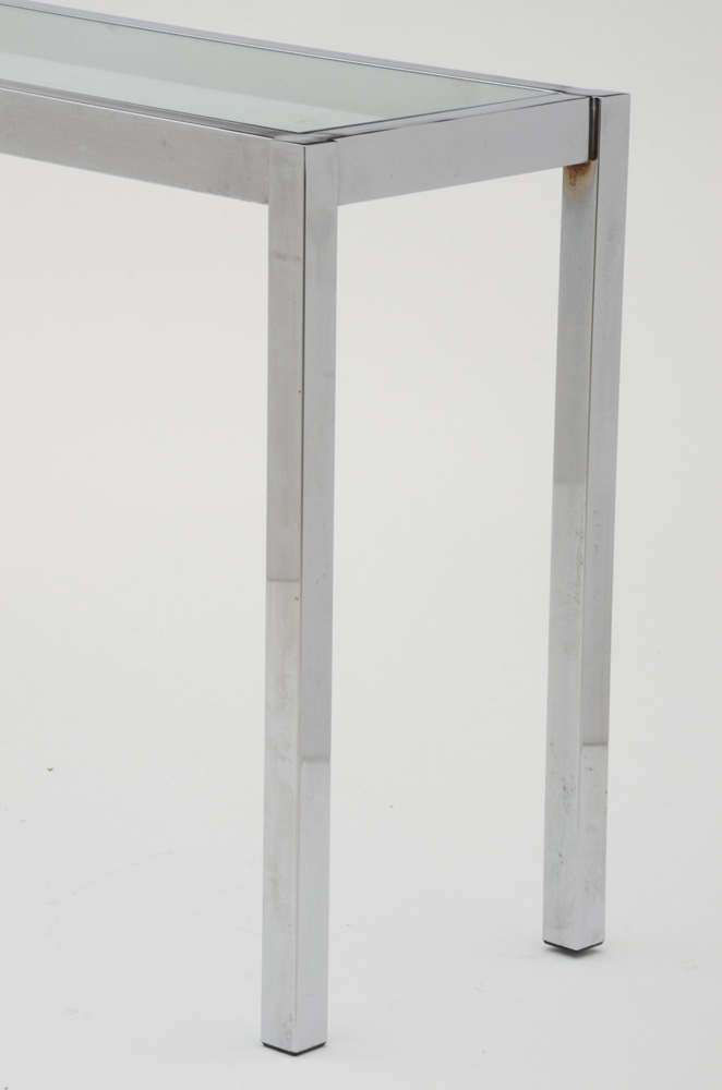 Chrome Sofa / Console Table with Glass Top