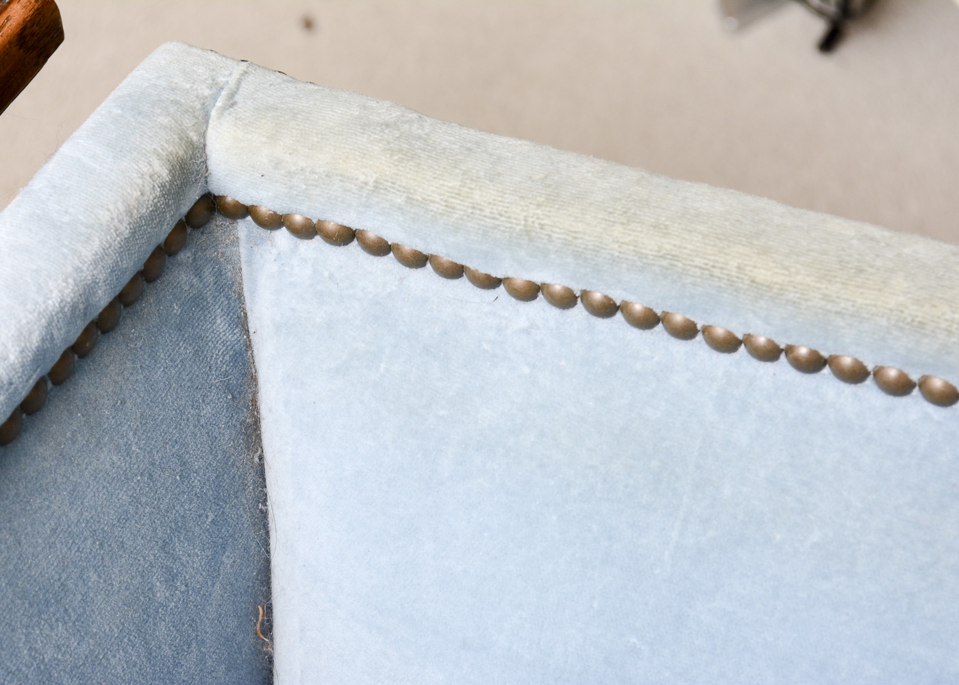 Louis XVI Style Blue Velour Sofa