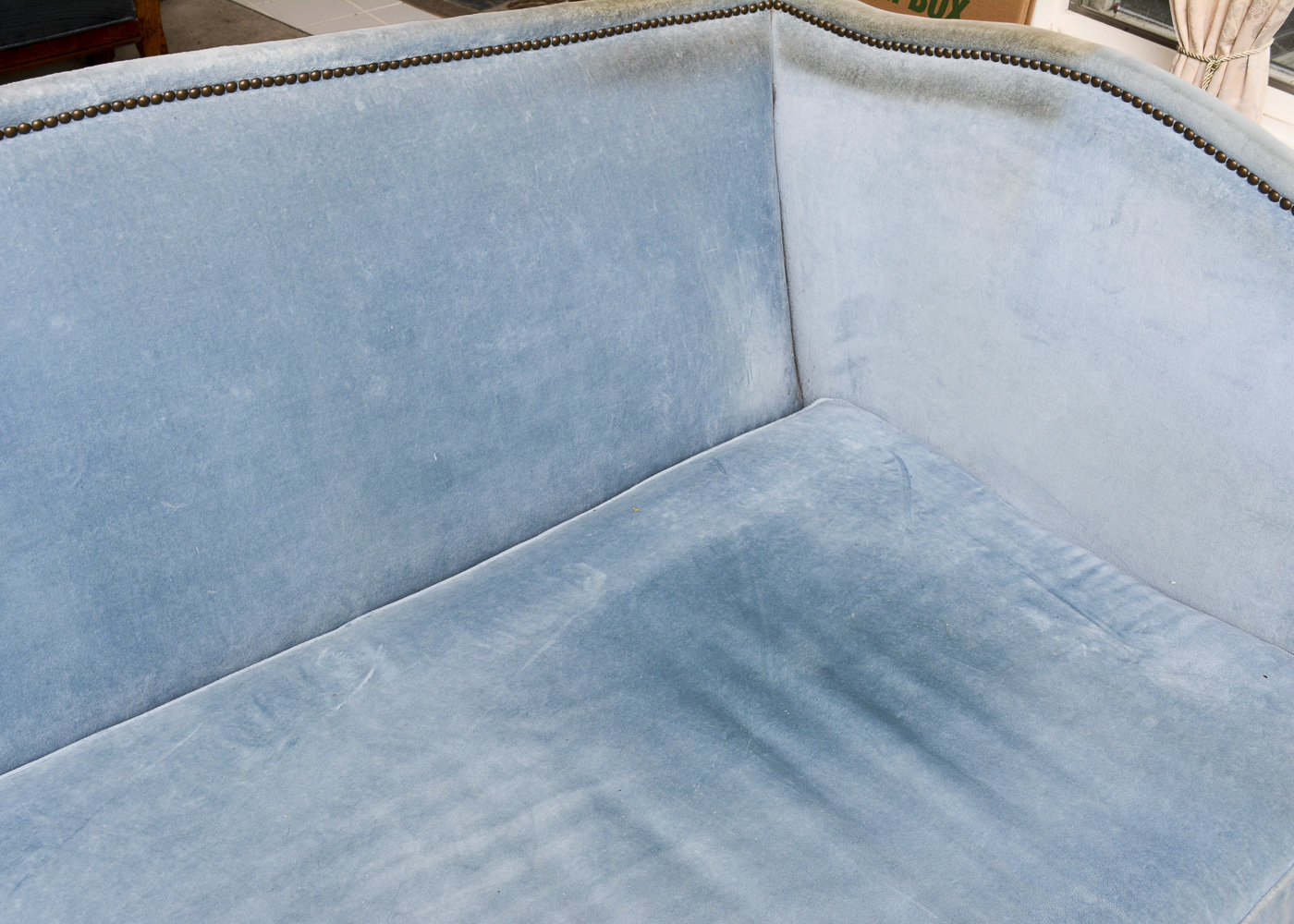 Louis XVI Style Blue Velour Sofa