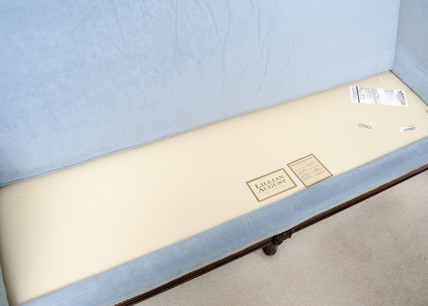 Louis XVI Style Blue Velour Sofa