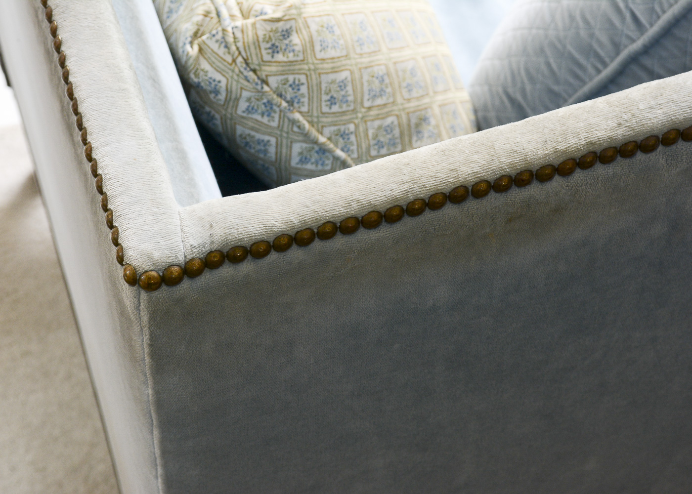 Louis XVI Style Blue Velour Sofa