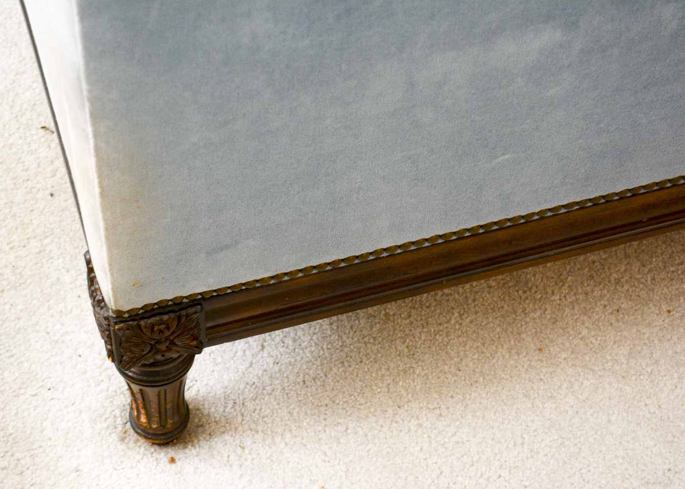 Louis XVI Style Blue Velour Sofa