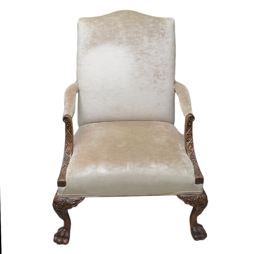 Vintage Gainsborough Style Velvet Armchair