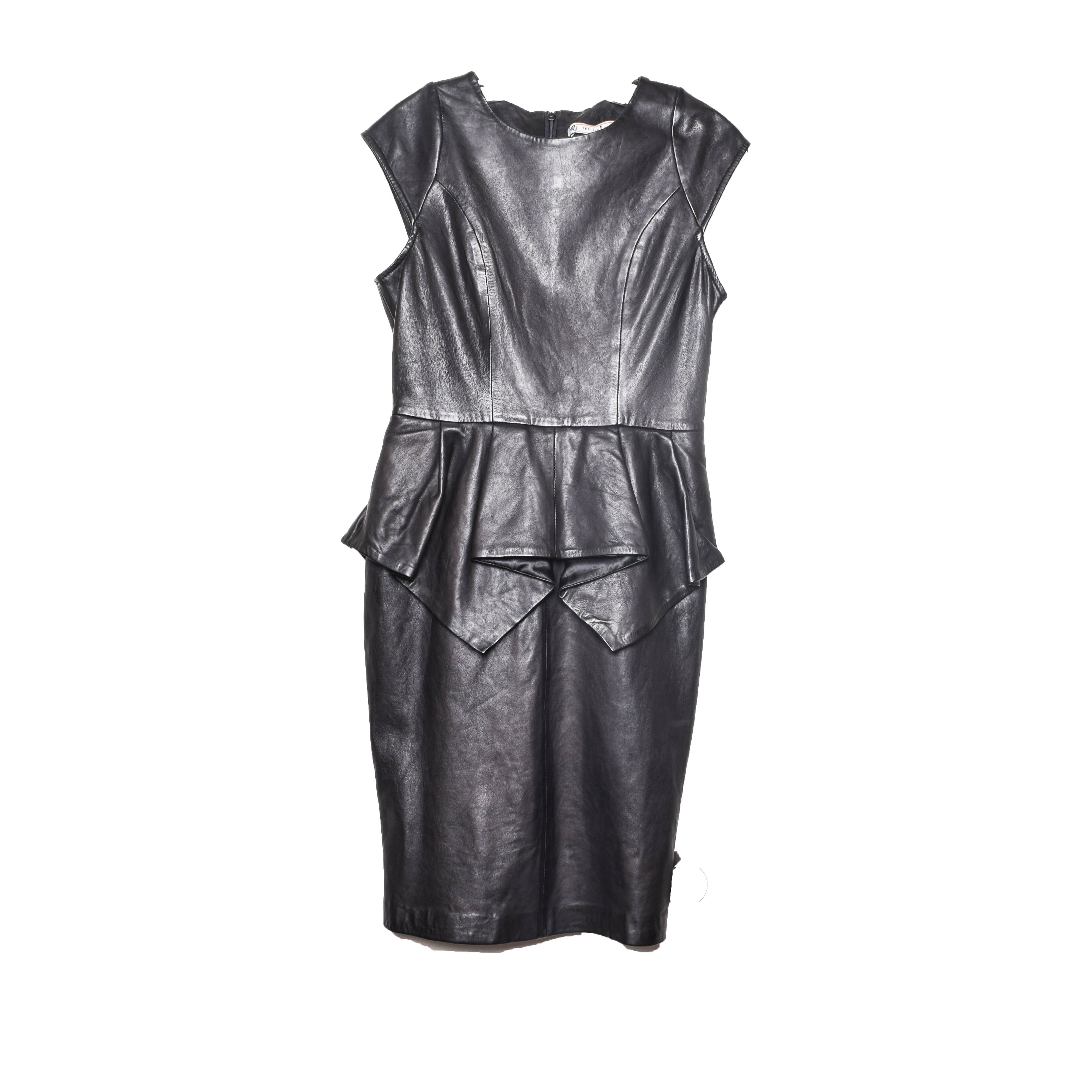 Trelise Cooper Black Leather Peplum Dress