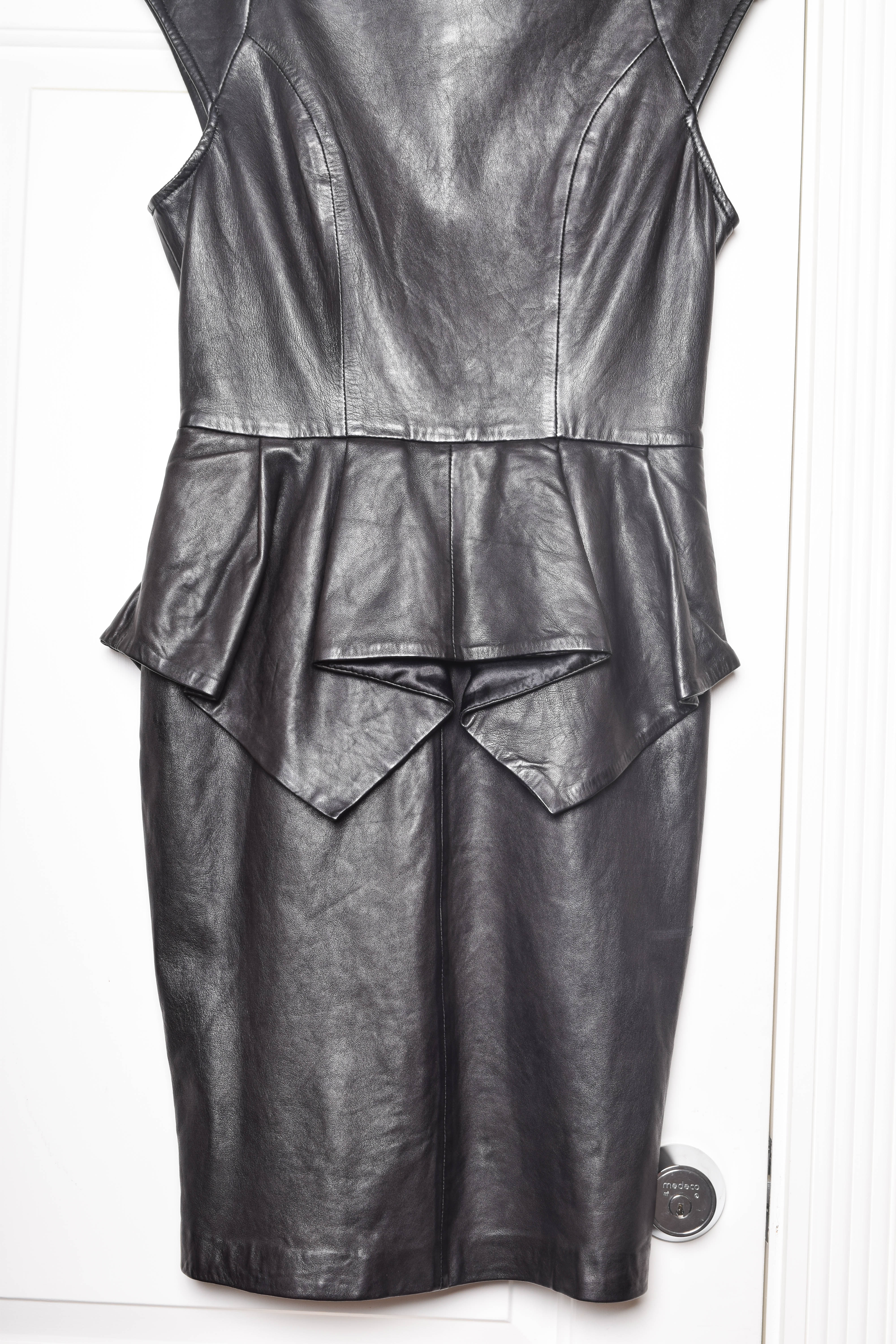 Trelise Cooper Black Leather Peplum Dress