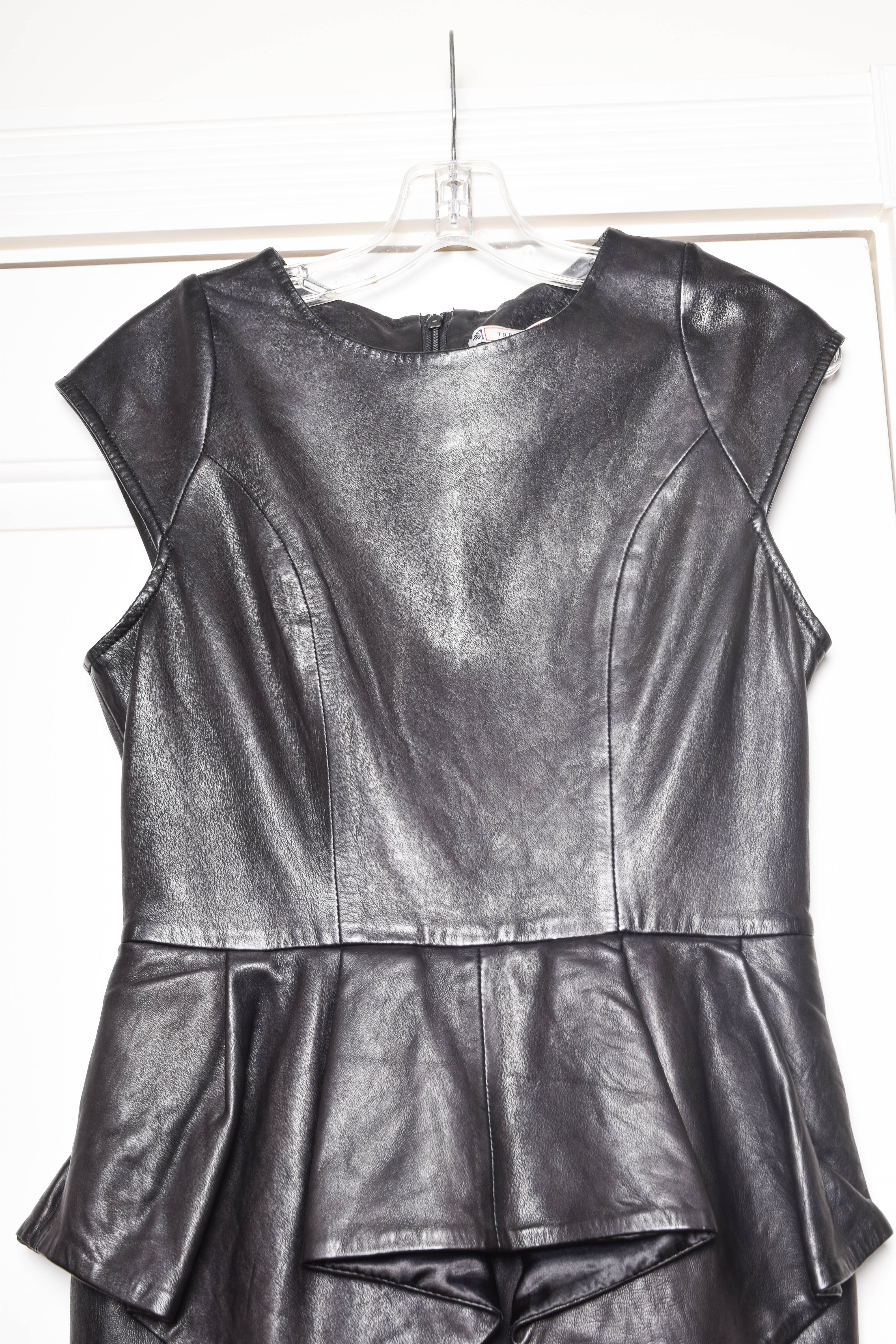 Trelise Cooper Black Leather Peplum Dress