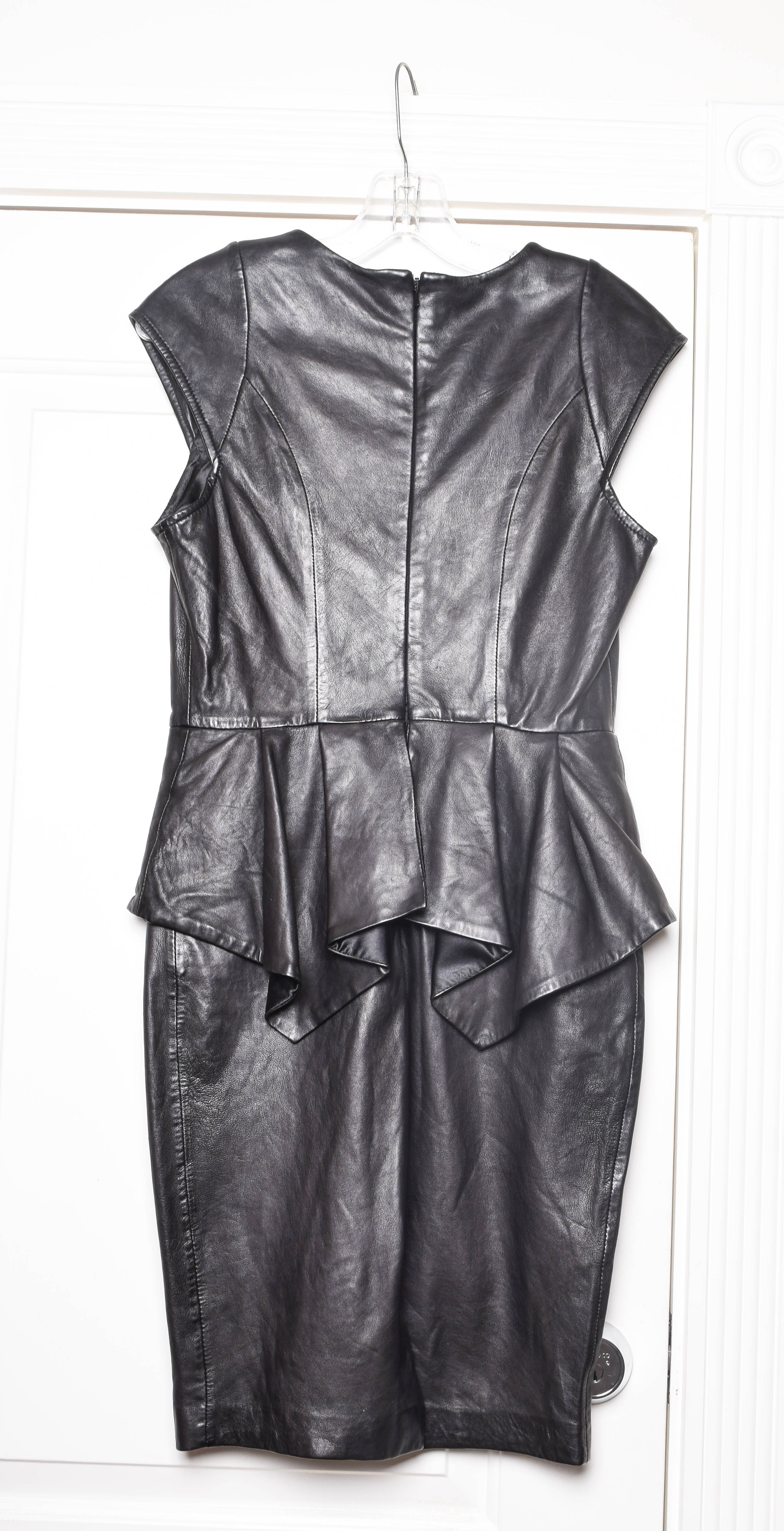 Trelise Cooper Black Leather Peplum Dress