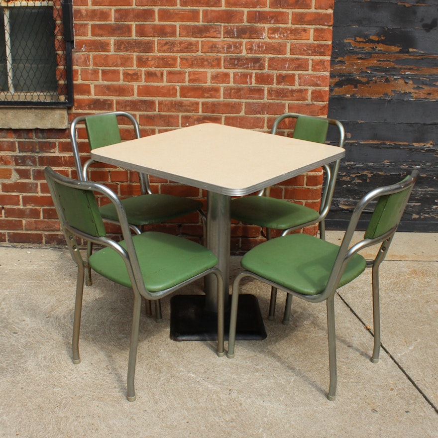 Vintage Mid-Century Diner Style Dining Table with Four Chairs