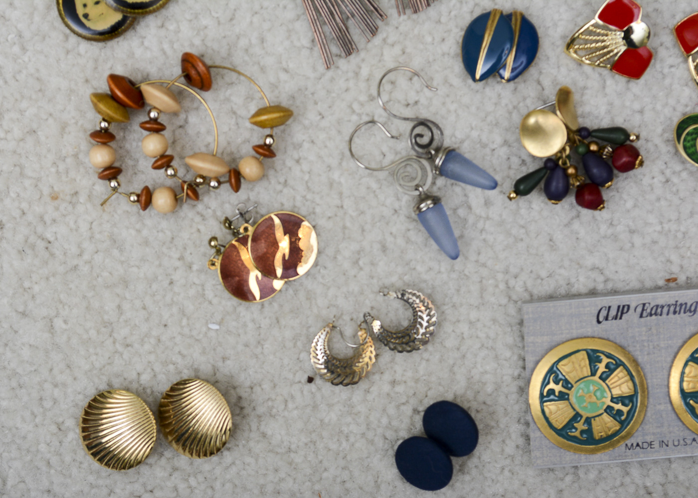 Assorted Costume Jewelry Including Gold Tone Earrings