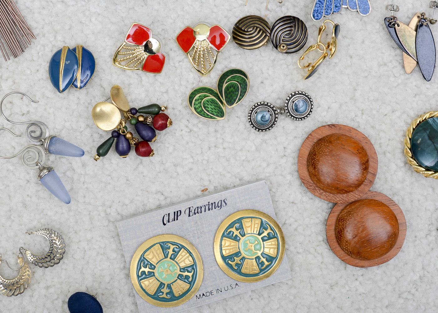 Assorted Costume Jewelry Including Gold Tone Earrings