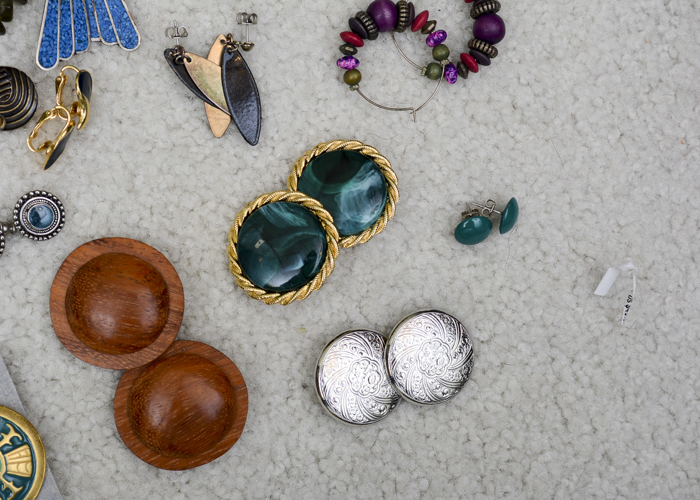 Assorted Costume Jewelry Including Gold Tone Earrings