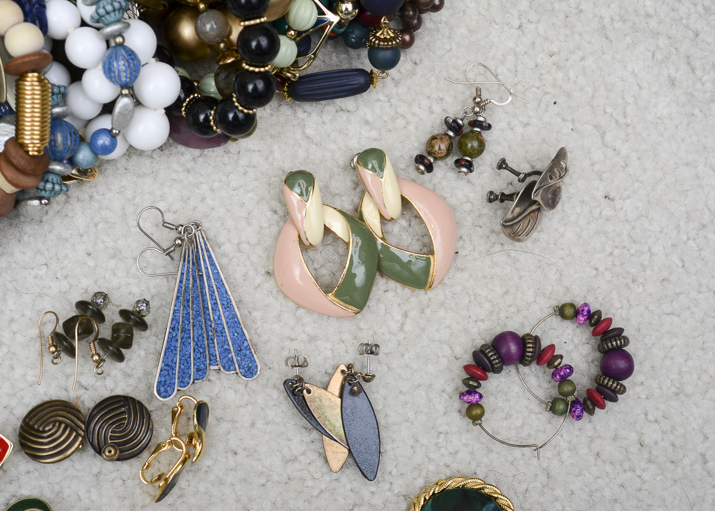 Assorted Costume Jewelry Including Gold Tone Earrings