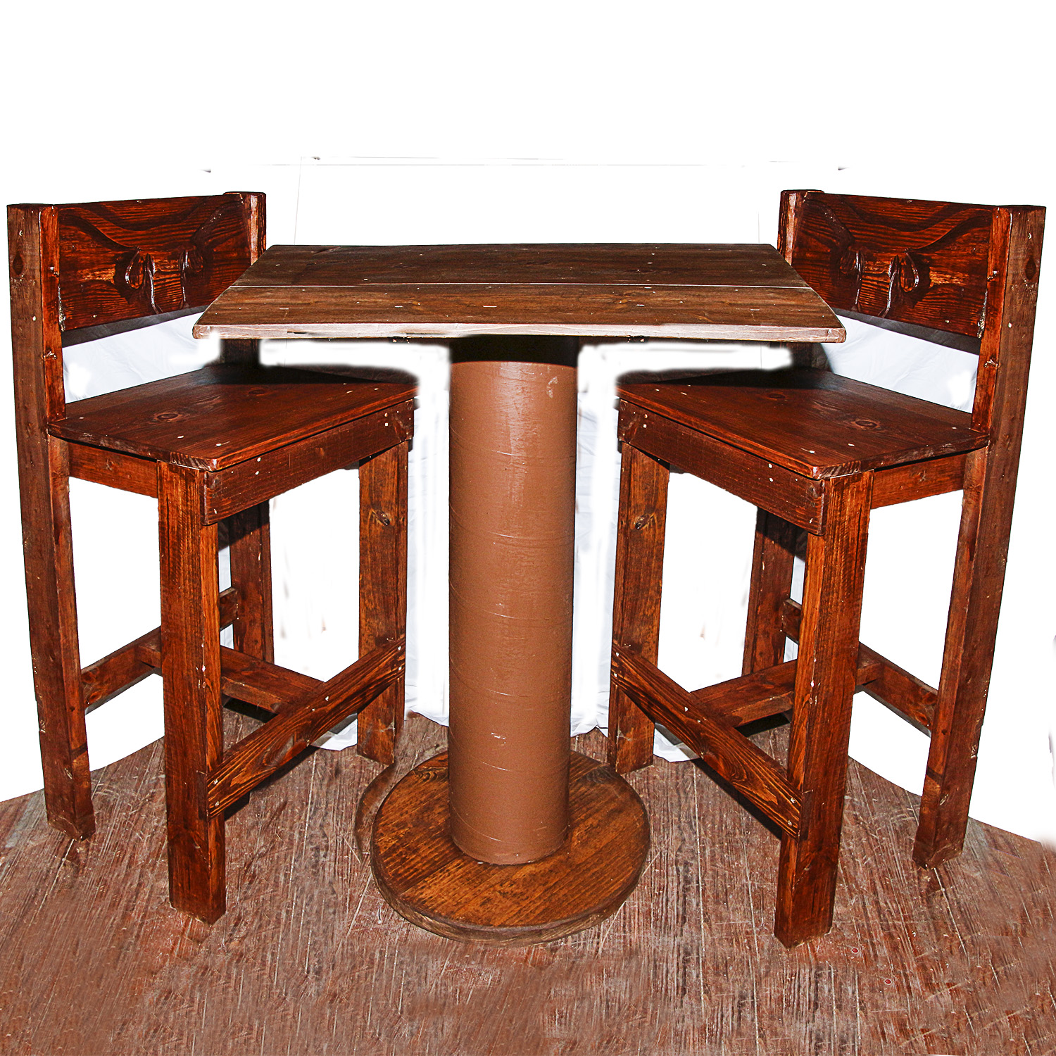 Rustic Wooden High Top Table with Chairs